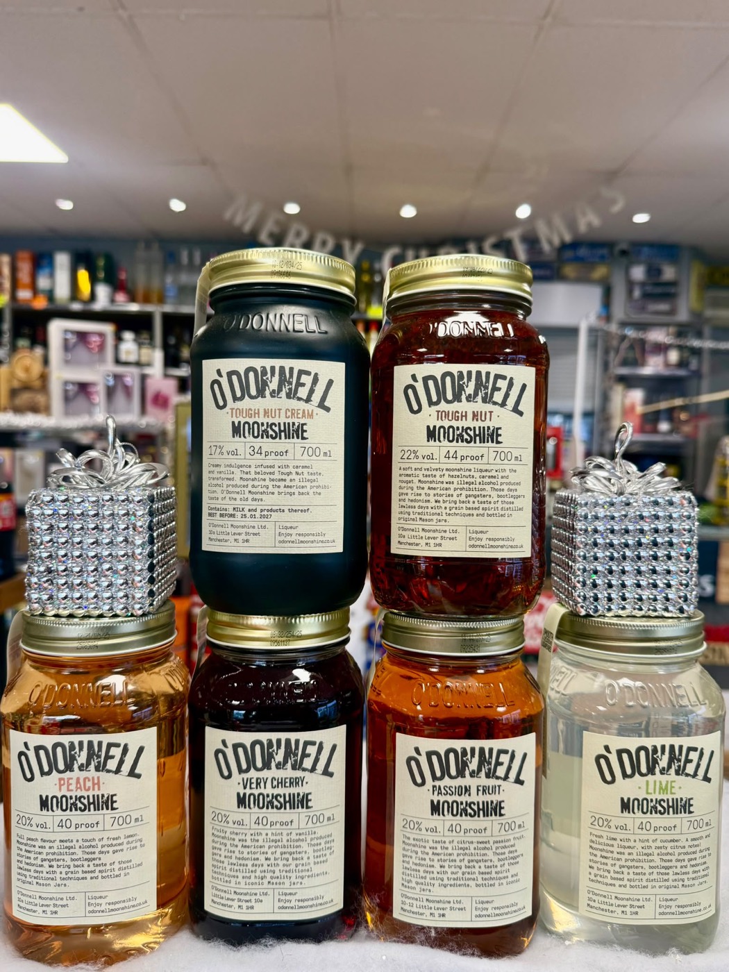 O'Donnell Moonshine liqueur jars